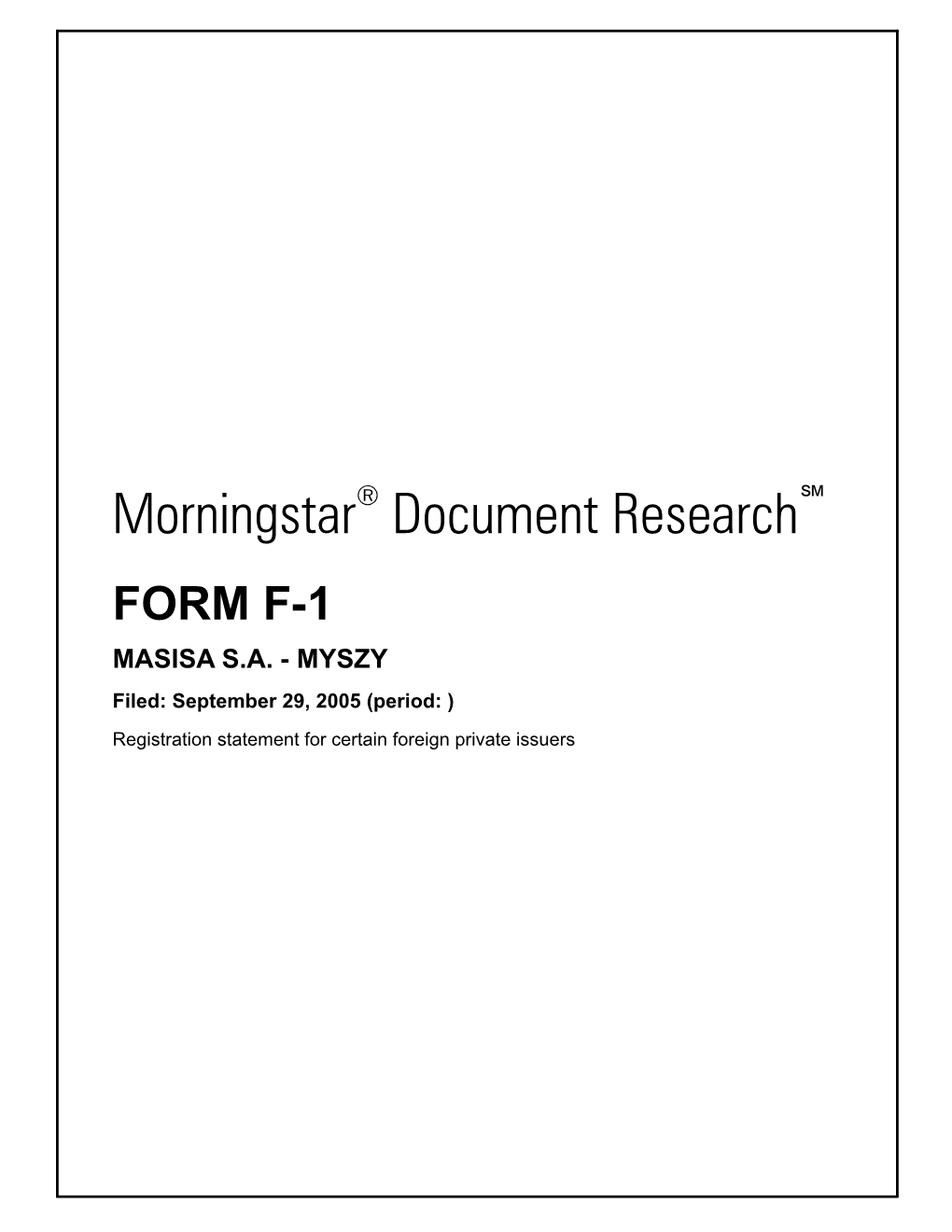 Morningstar Document Research FORM F-1