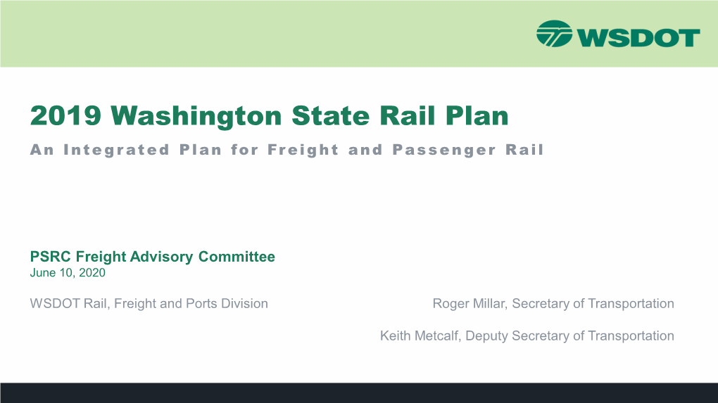 WSDOT 2019 Washington State Rail Plan Update