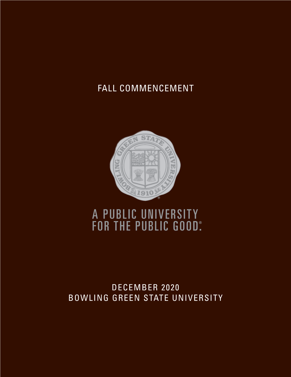 BGSU Program for December 2020 Commencement