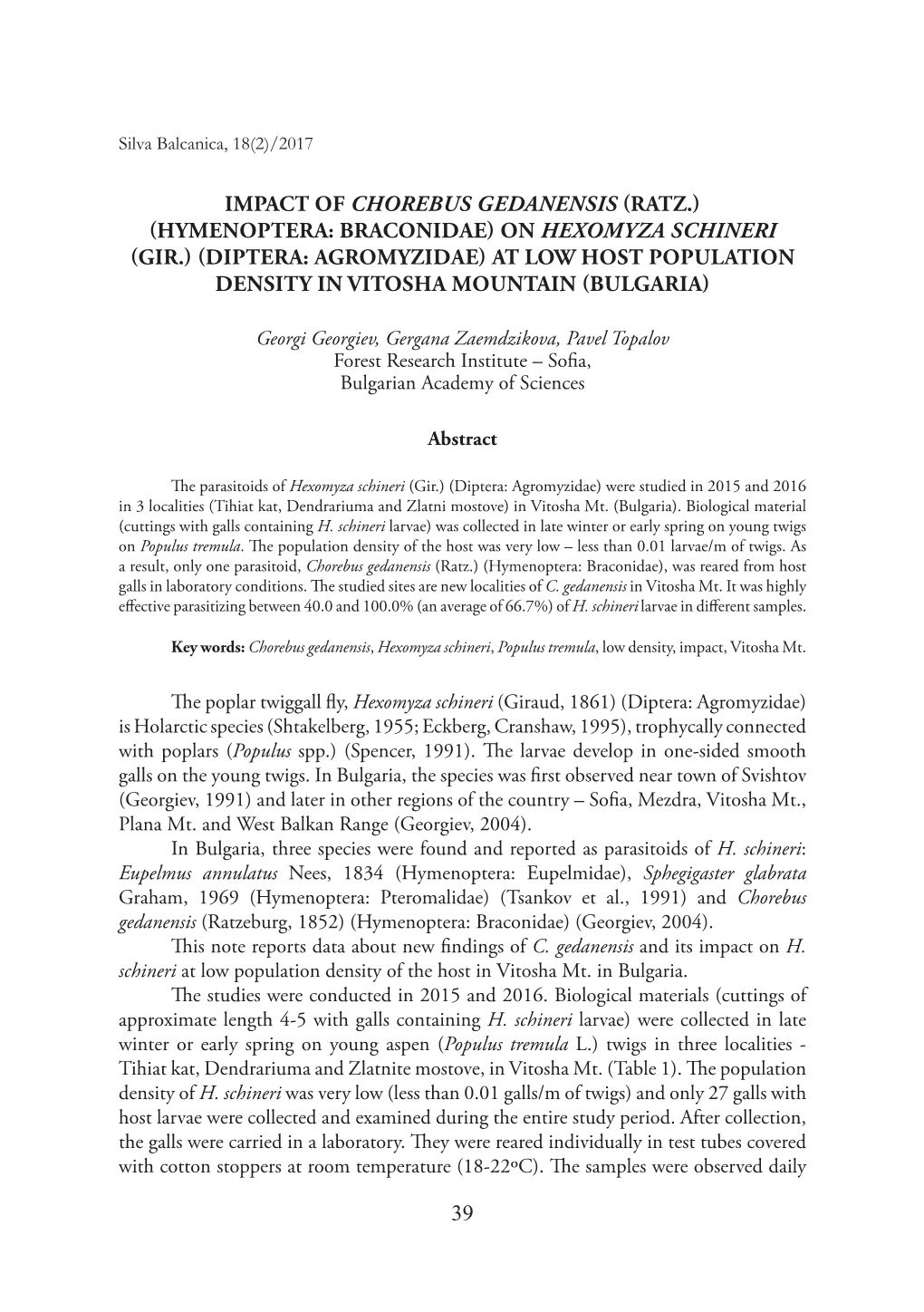 39 IMPACT of Chorebus Gedanensis (RATZ