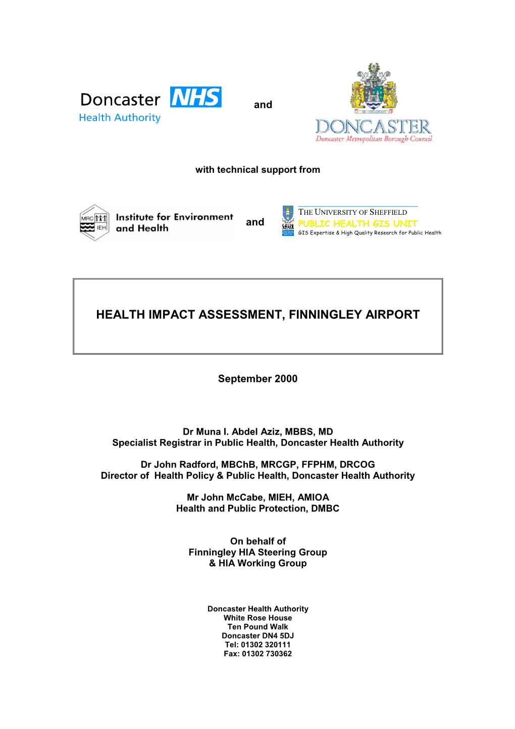 Health Impact Assessment, Finningley Airport