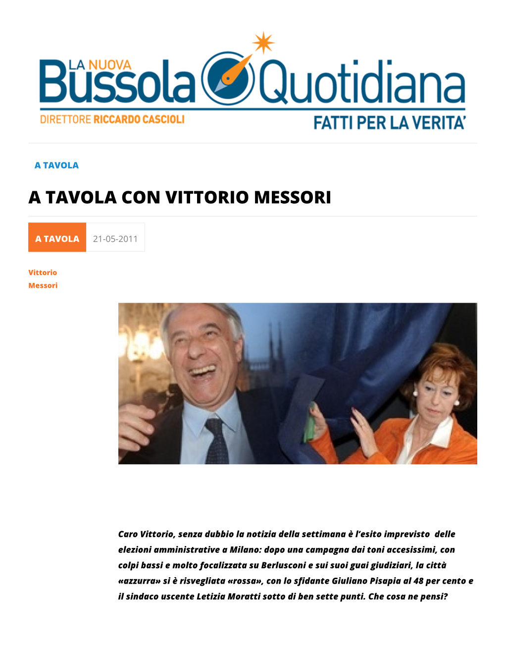 A Tavola Con Vittorio Messori