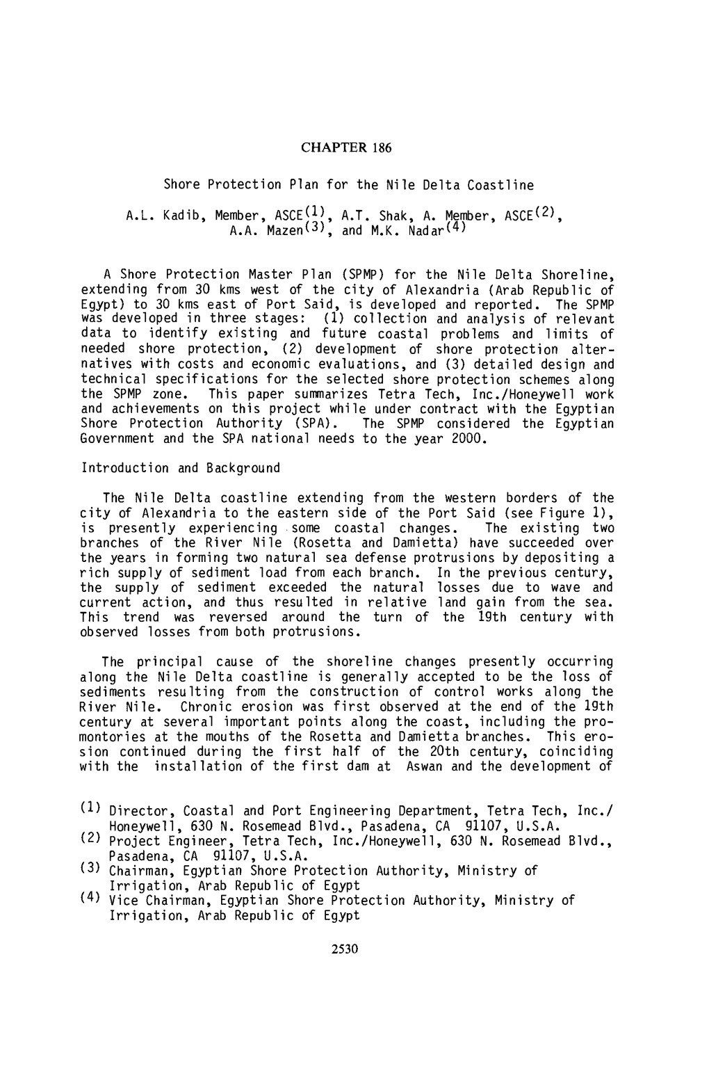 CHAPTER 186 Shore Protection Plan for the Nile Delta Coastline A.L