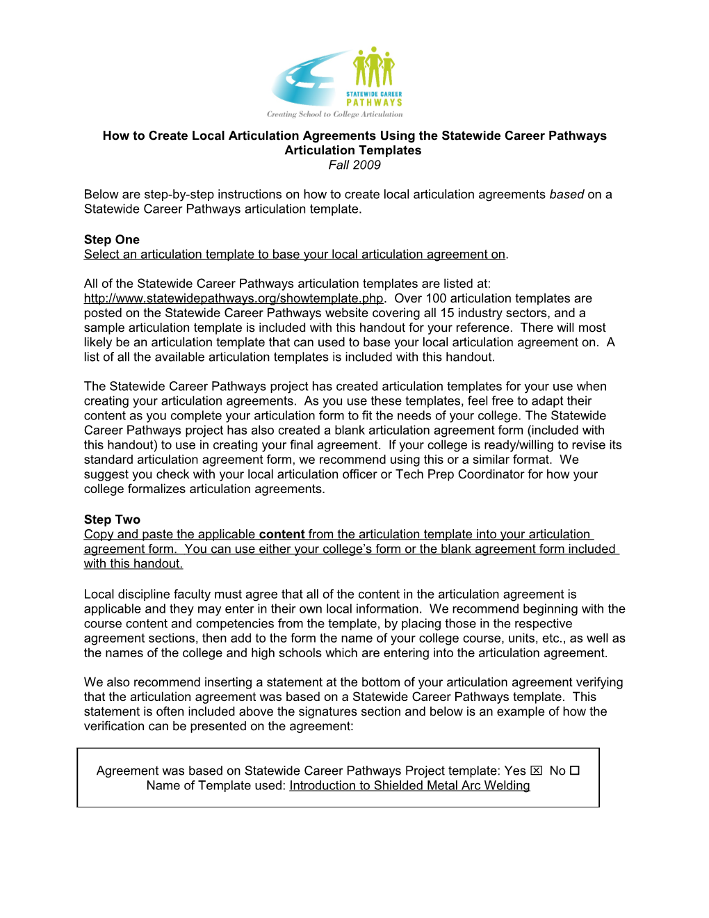 What Is A Statewide Career Pathways Articulation Template, And How Do I Use It