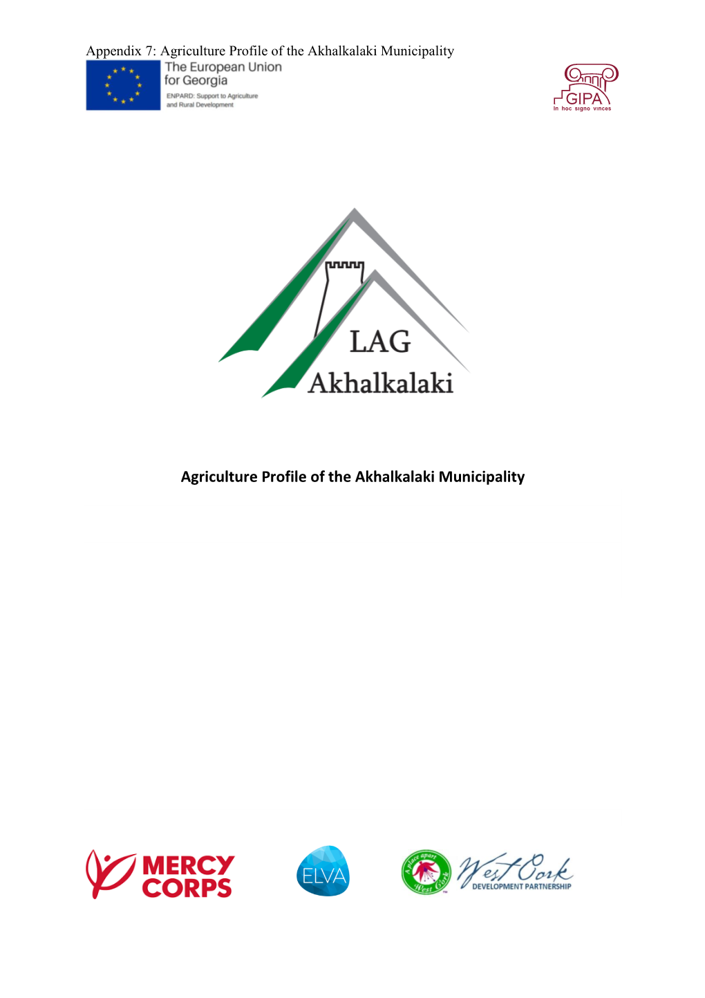 Agriculture Profile of the Akhalkalaki Municipality