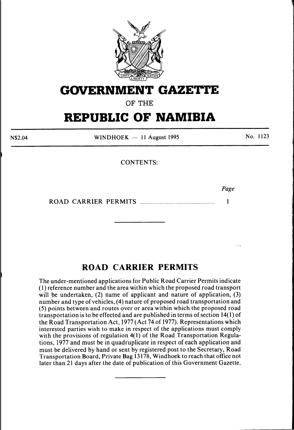 Government Gaze1te Republic of Namibia