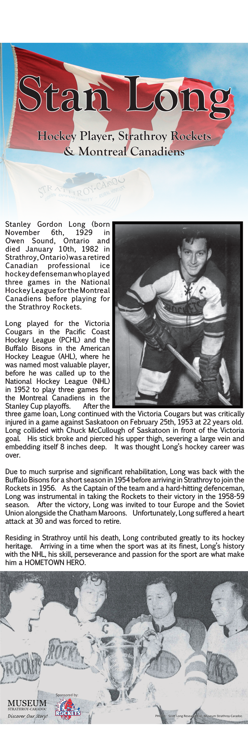 Stan Long Hockey Player, Strathroy Rockets & Montreal Canadiens