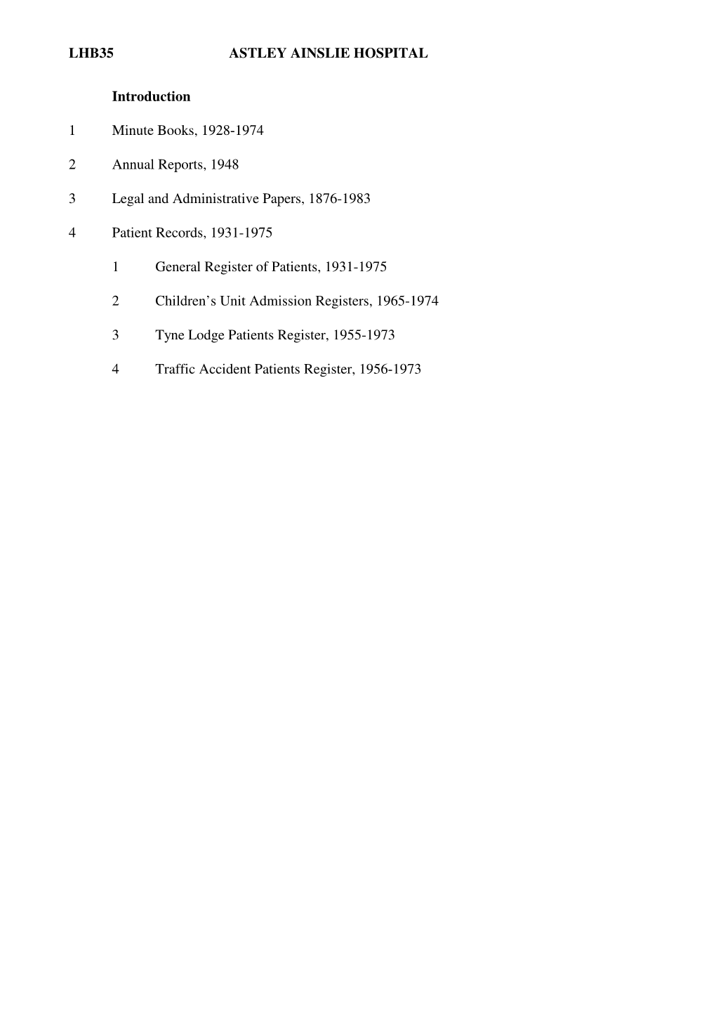 LHB35 ASTLEY AINSLIE HOSPITAL Introduction 1 Minute Books, 1928