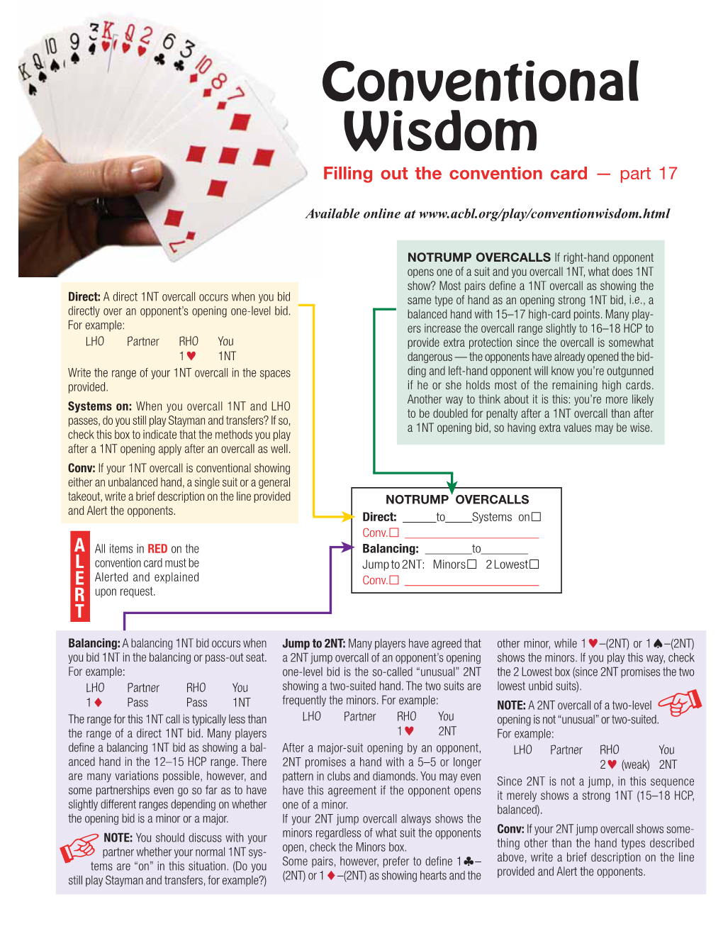 Con Ven Tion Al Wisdom Filling out the Conven Tion Card — Part 17