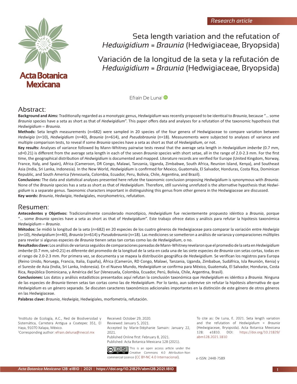 Seta Length Variation and the Refutation of Hedwigidium=Braunia