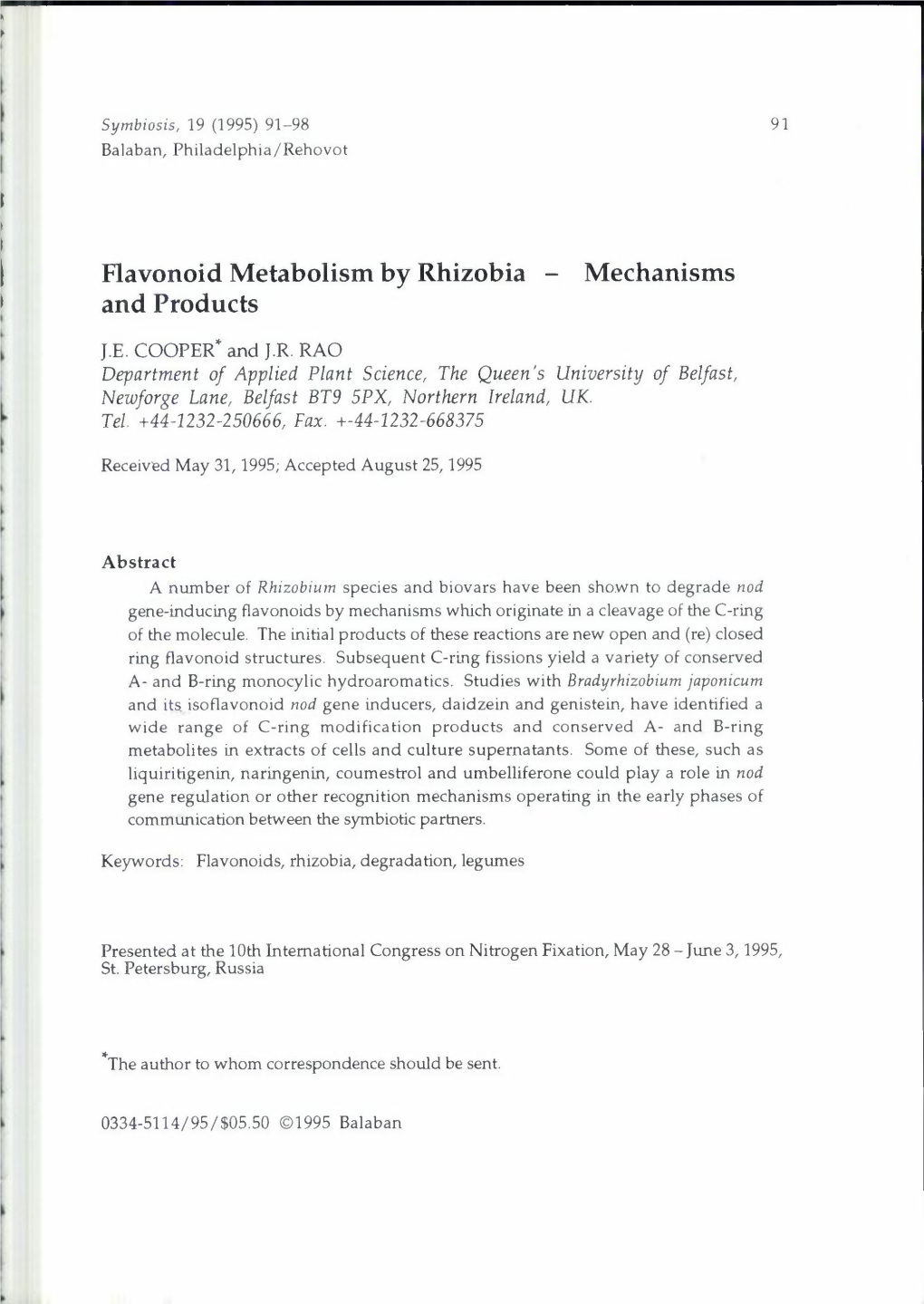 Flavonoid Metabolism by Rhizobia and Products Mechanisms