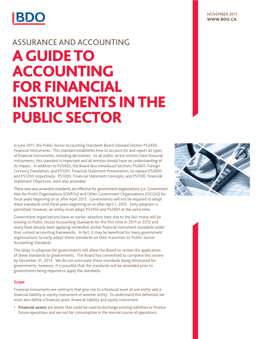 A Guide to Accounting for Financial Instruments in the Public Sector