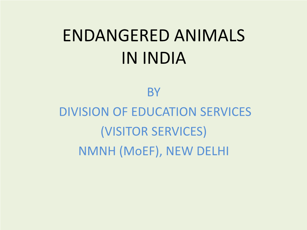 Endangered Animals in India