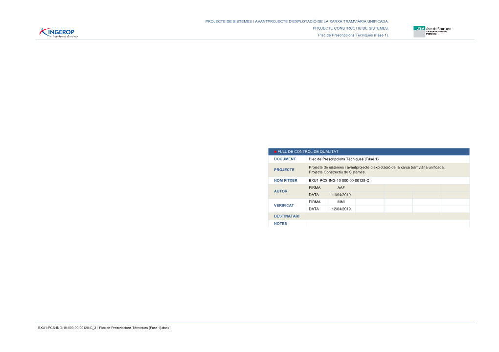 Plec De Prescripcions Tècniques (Fase 1)