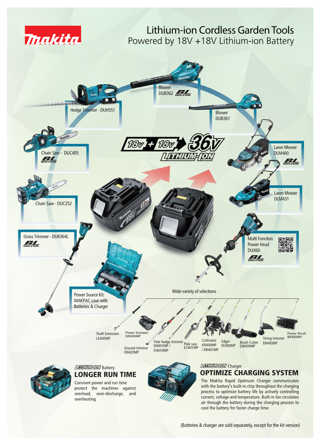 Lithium-Ion Cordless Garden Tools Powered by 18V +18V Lithium-Ion Battery