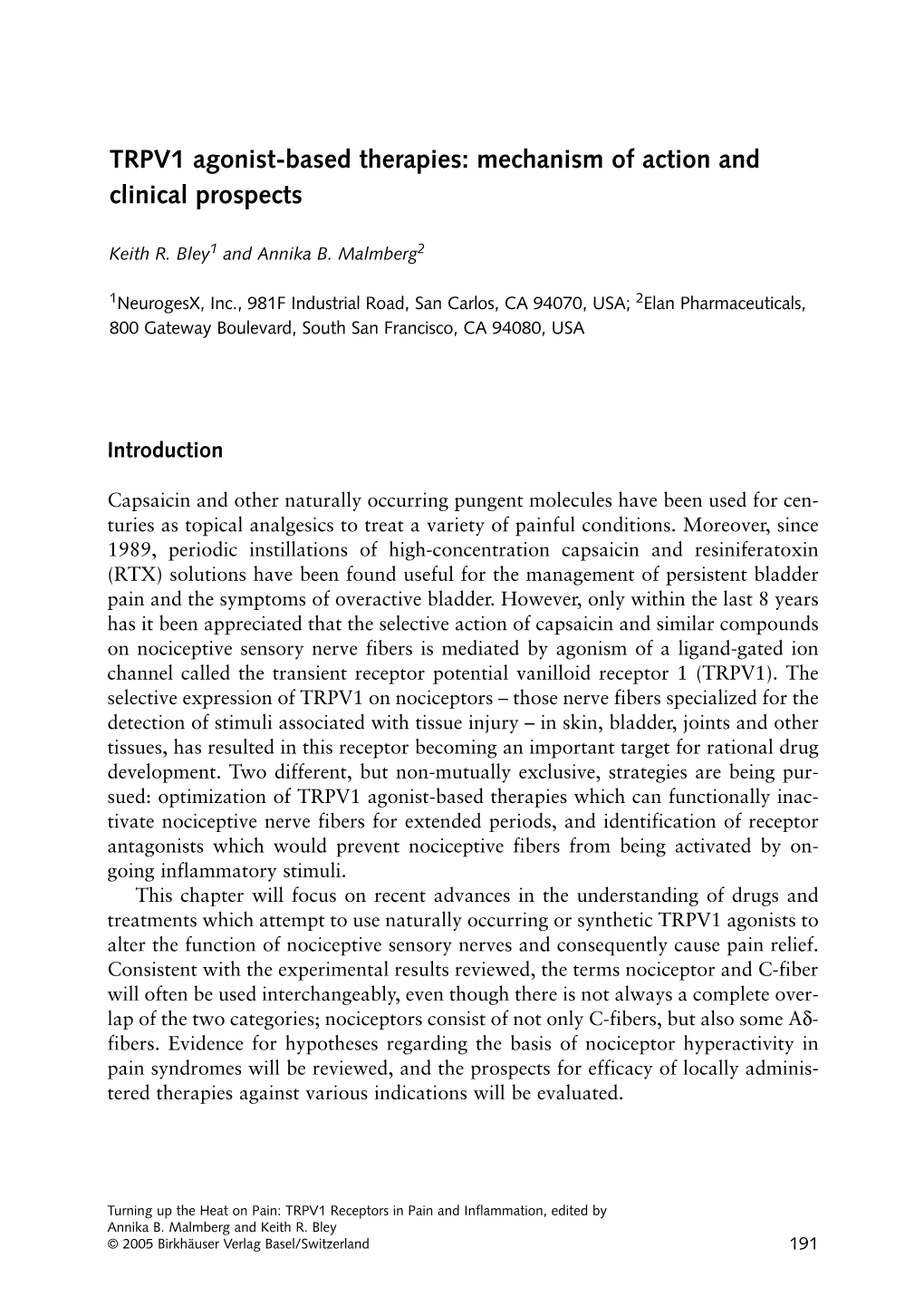 TRPV1 Agonist-Based Therapies: Mechanism of Action and Clinical Prospects