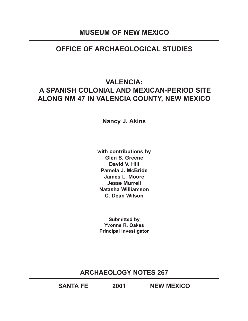 Museum of New Mexico Office of Archaeological Studies