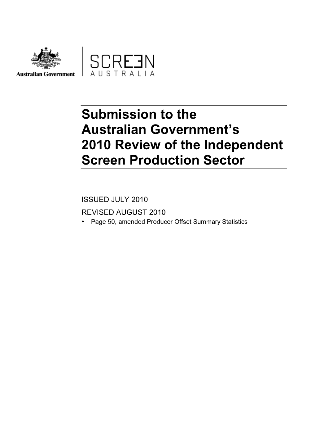 Submission to the Australian Government's 2010 Review of The