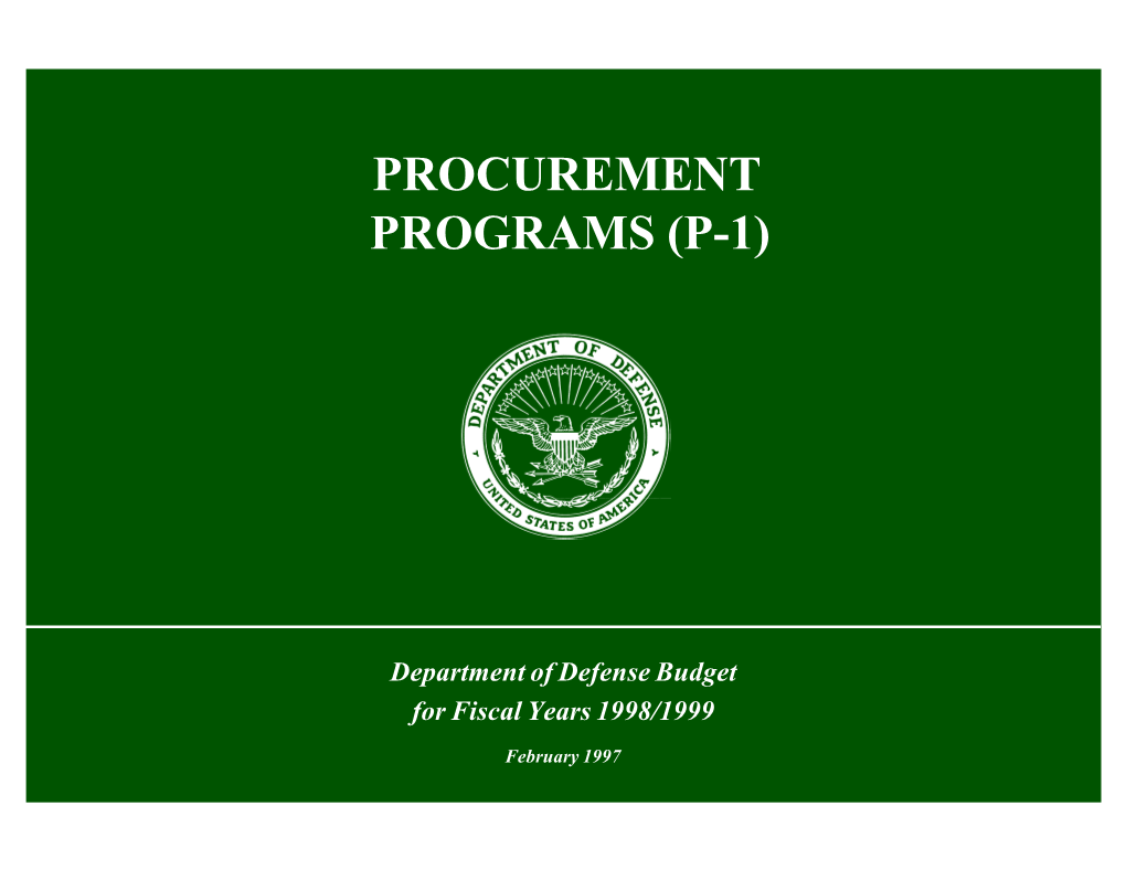 Procurement Programs (P-1)
