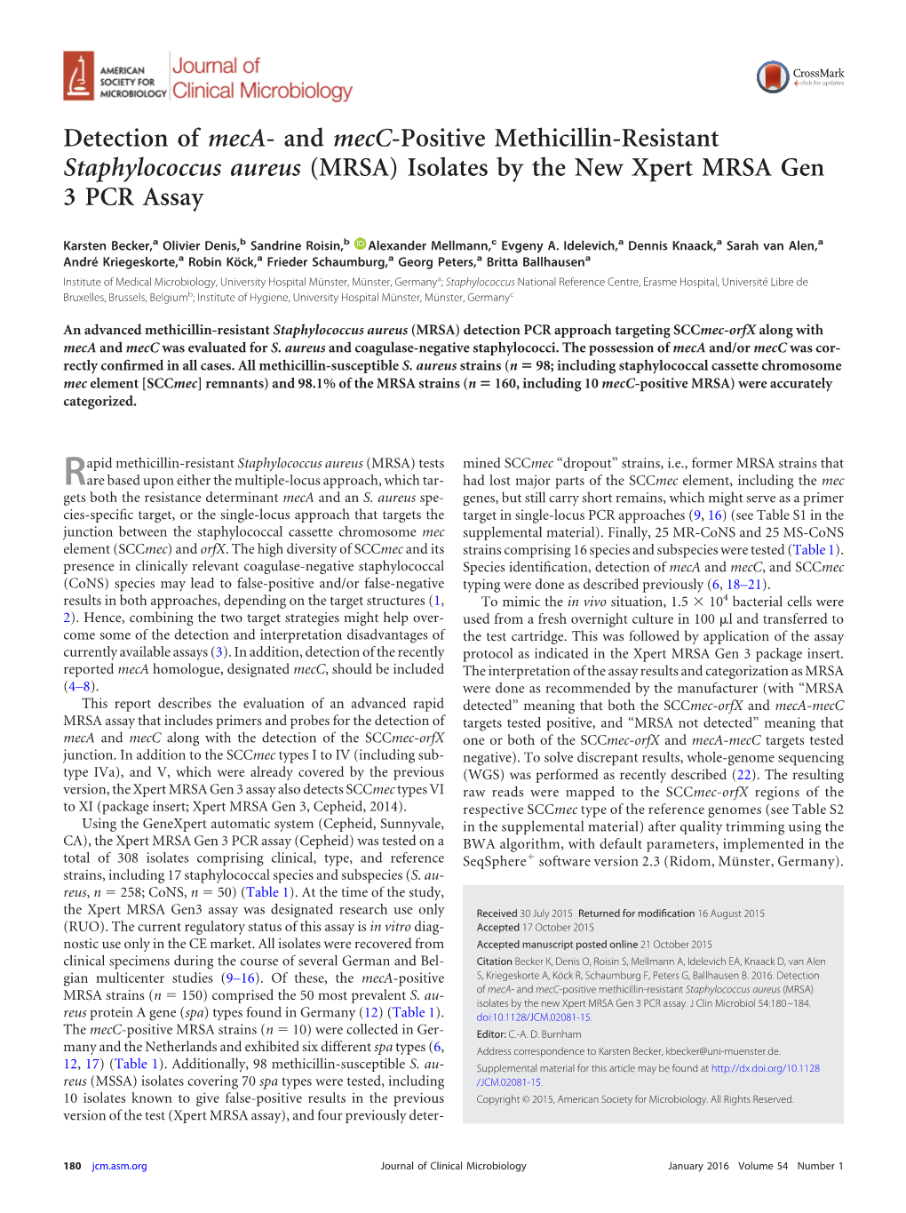 Isolates by the New Xpert MRSA Gen 3 PCR Assay