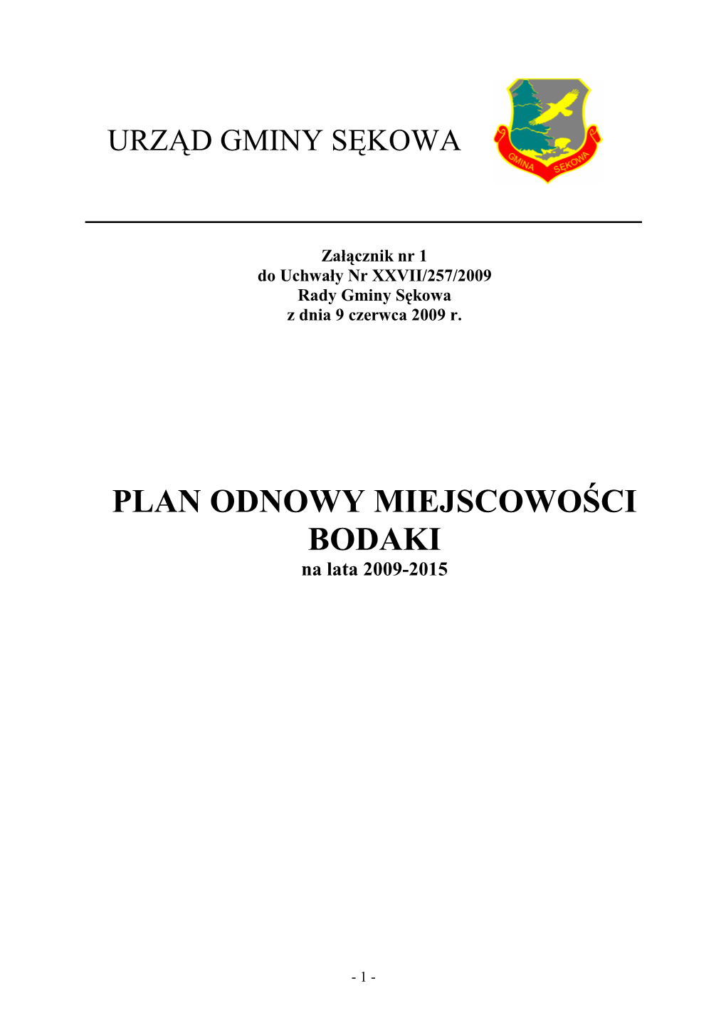 Bodaki-Plan Odnowy Na Lata 2009-2015