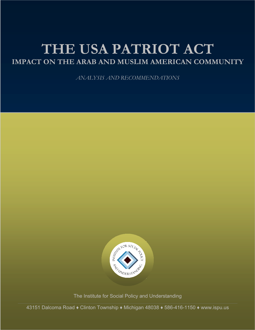 The Usa Patriot Act Impact on the Arab and Muslim American Community