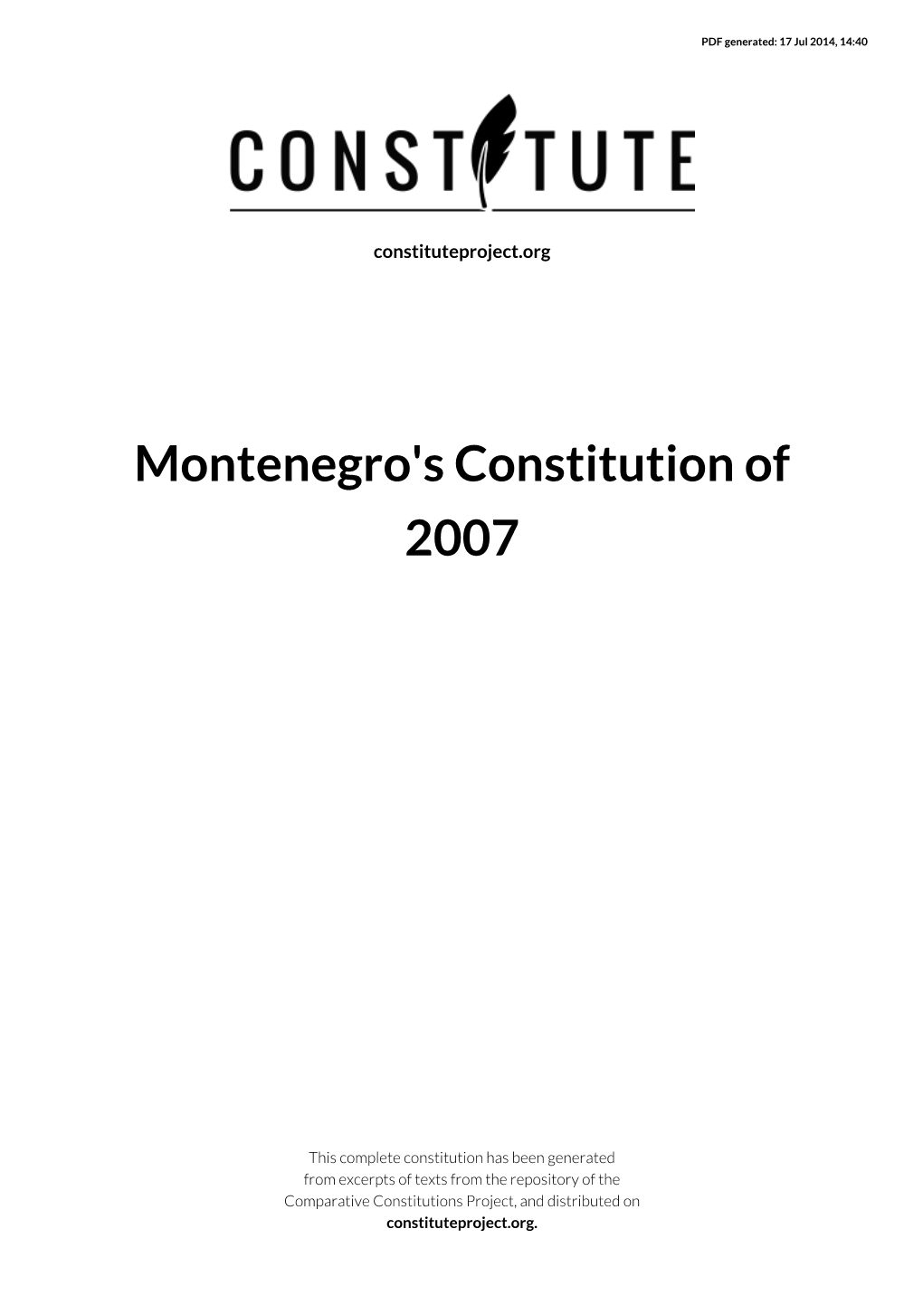 Montenegro's Constitution of 2007