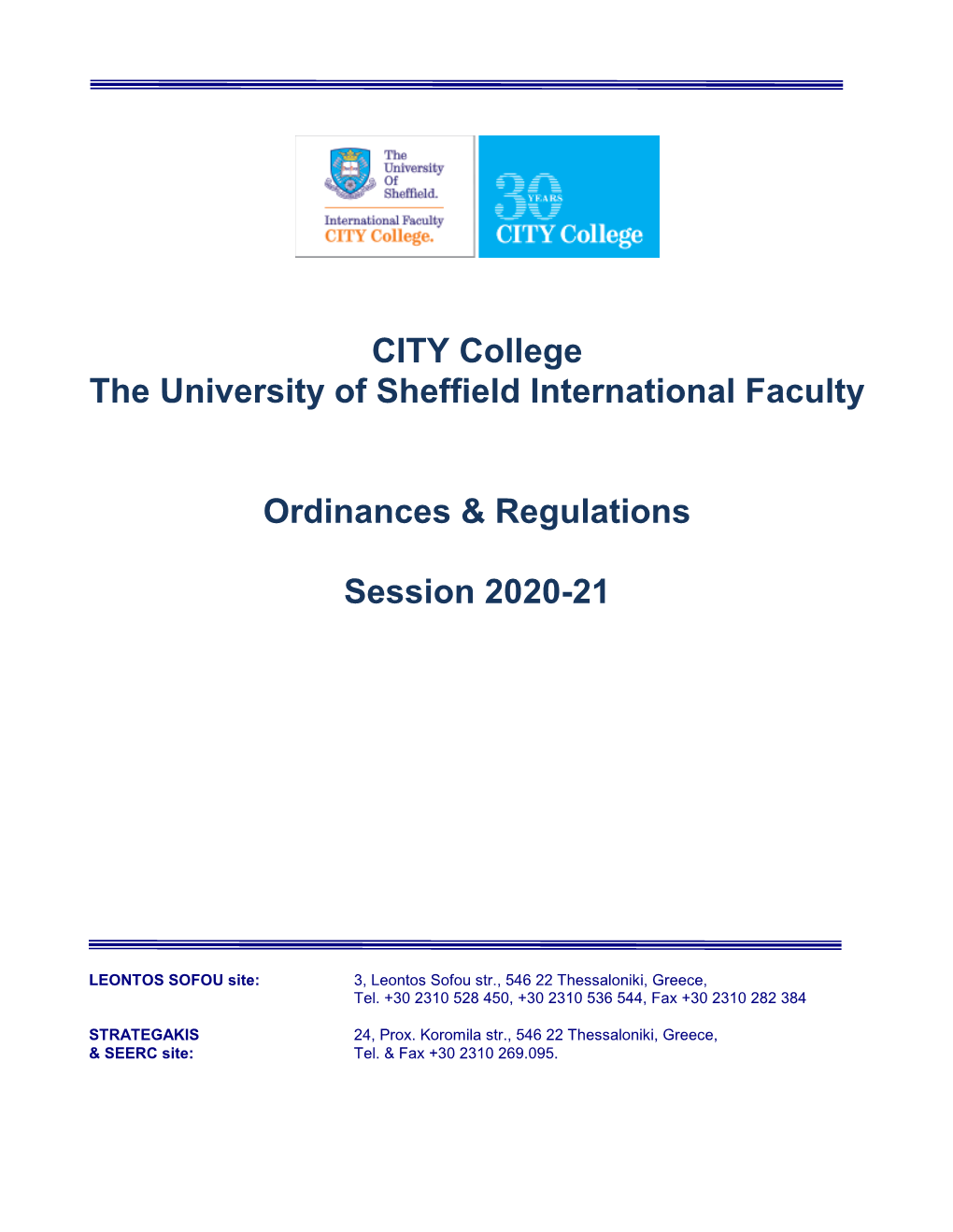 CITY College International Faculty Regulations