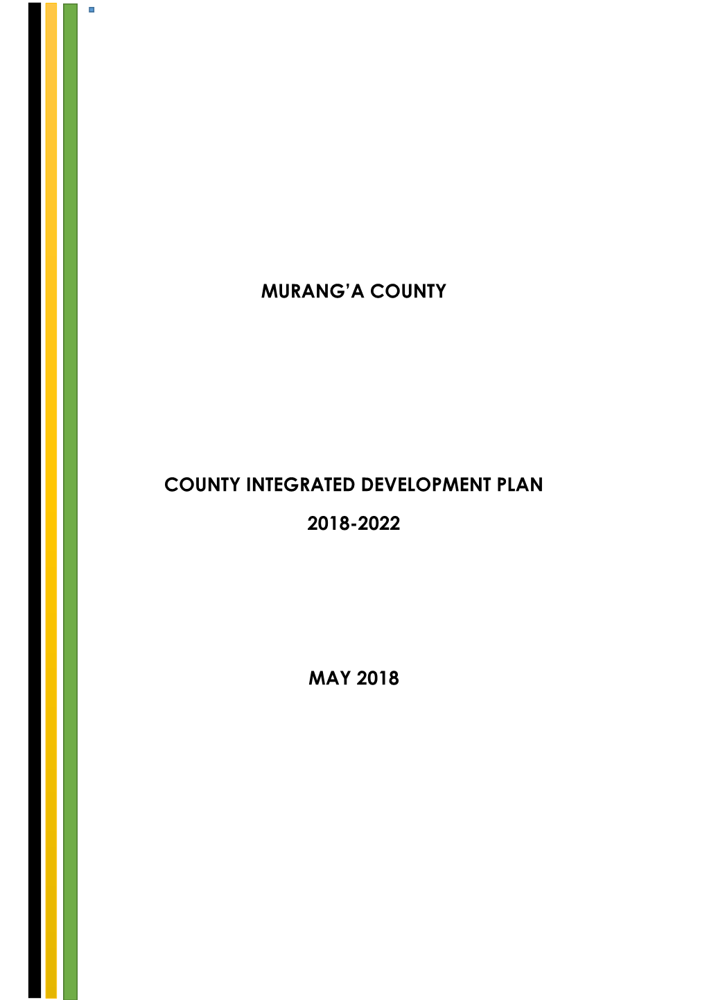 Murang'a County Integrated Development Plan 2018-2022