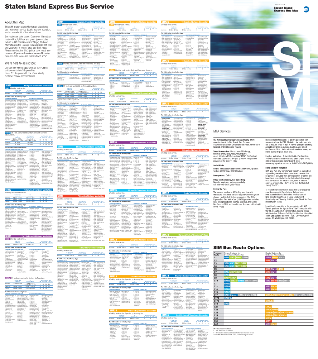Staten Island Express Bus Service Staten Island Express Bus Map