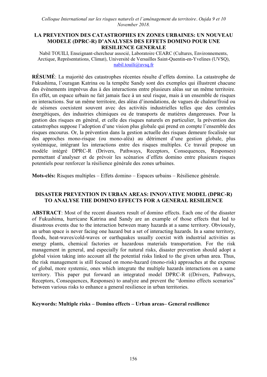 Vulnérabilité Et Impacts Des Risques Associés À L'élévation Du Niveau De La Mer Dans La Plaine Littorale De Saidia