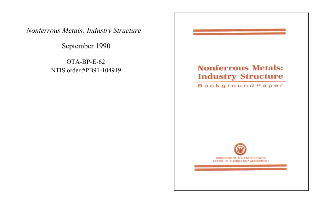 Nonferrous Metals: Industry Structure