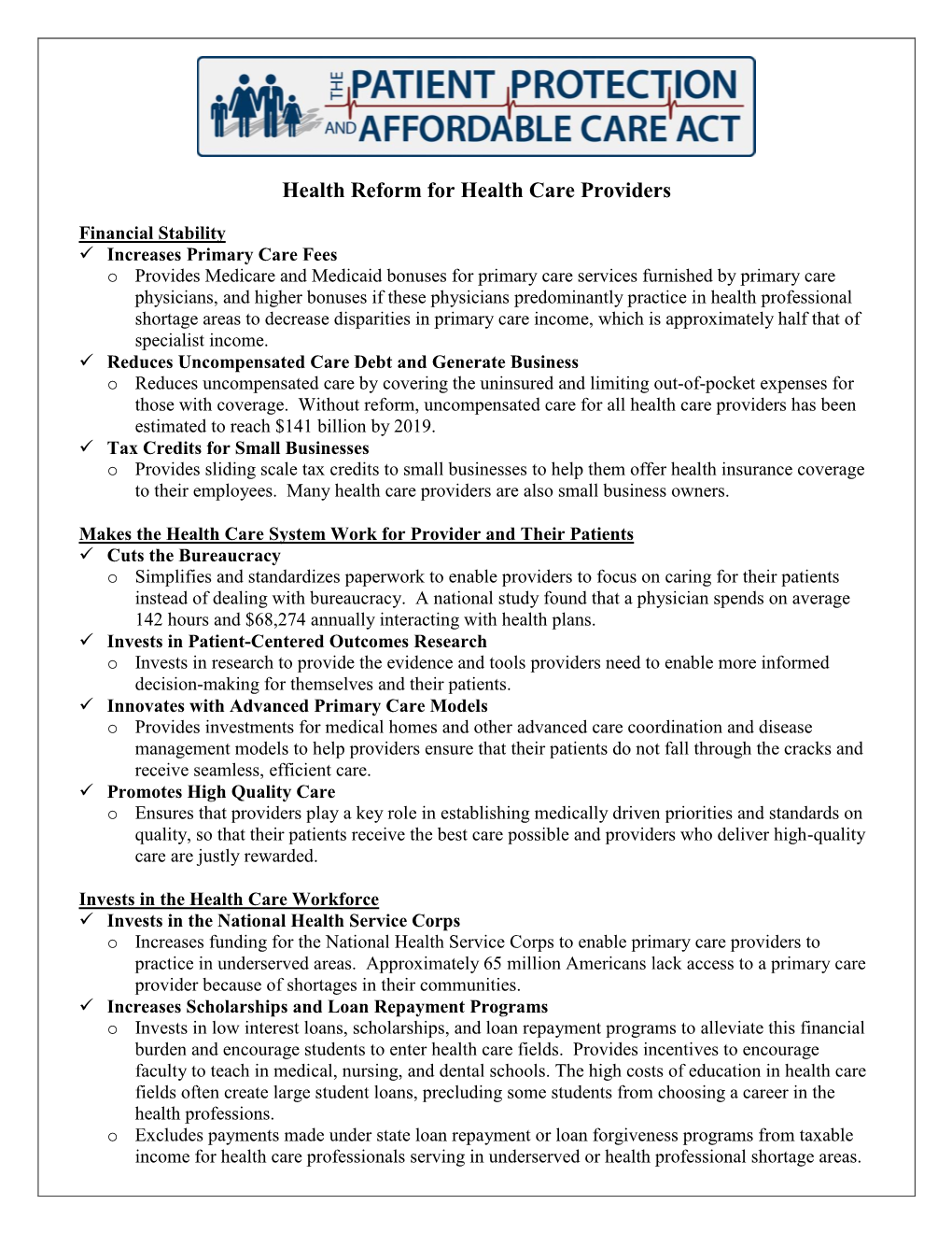 Health Reform for Health Care Providers