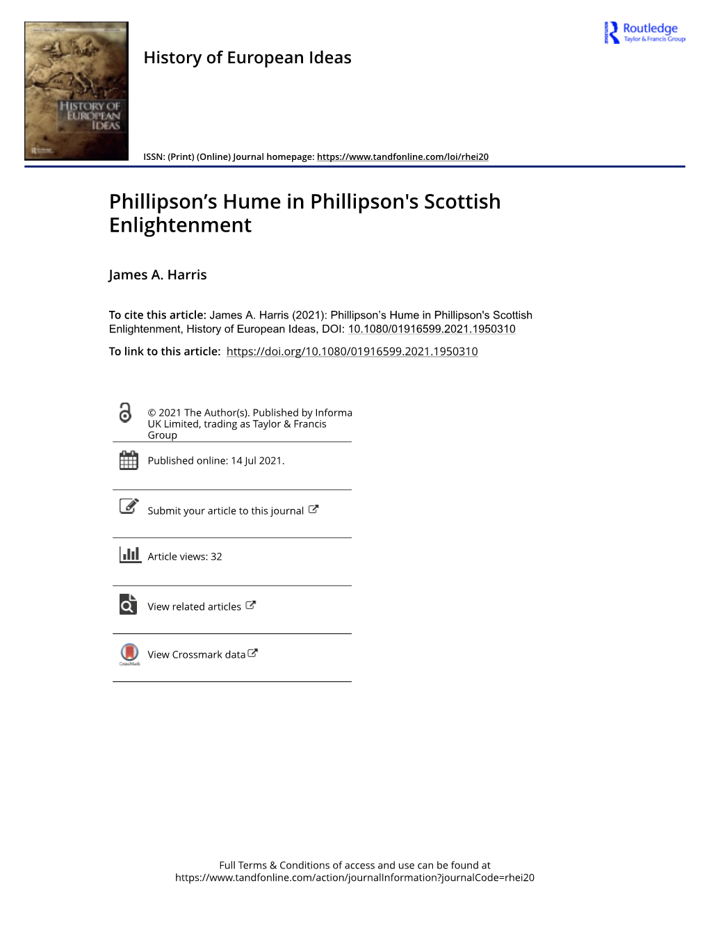 Phillipson's Hume in Phillipson's Scottish Enlightenment