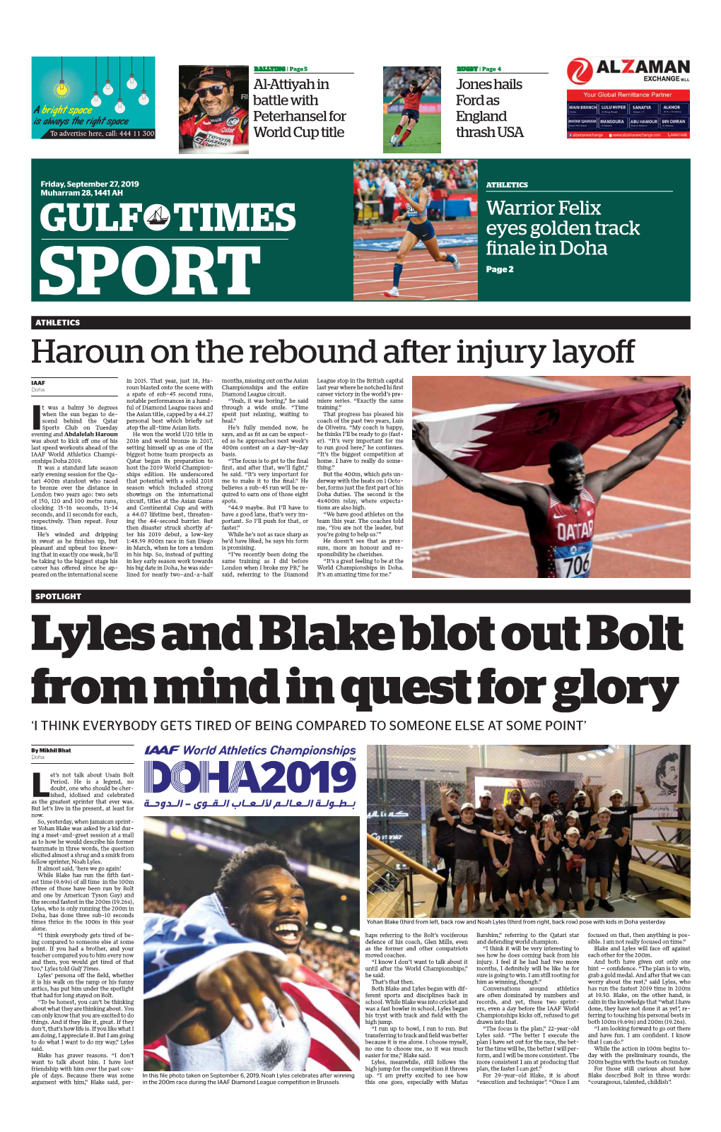 GULF TIMES Eyes Golden Track Fi Nale in Doha SPORT Page 2