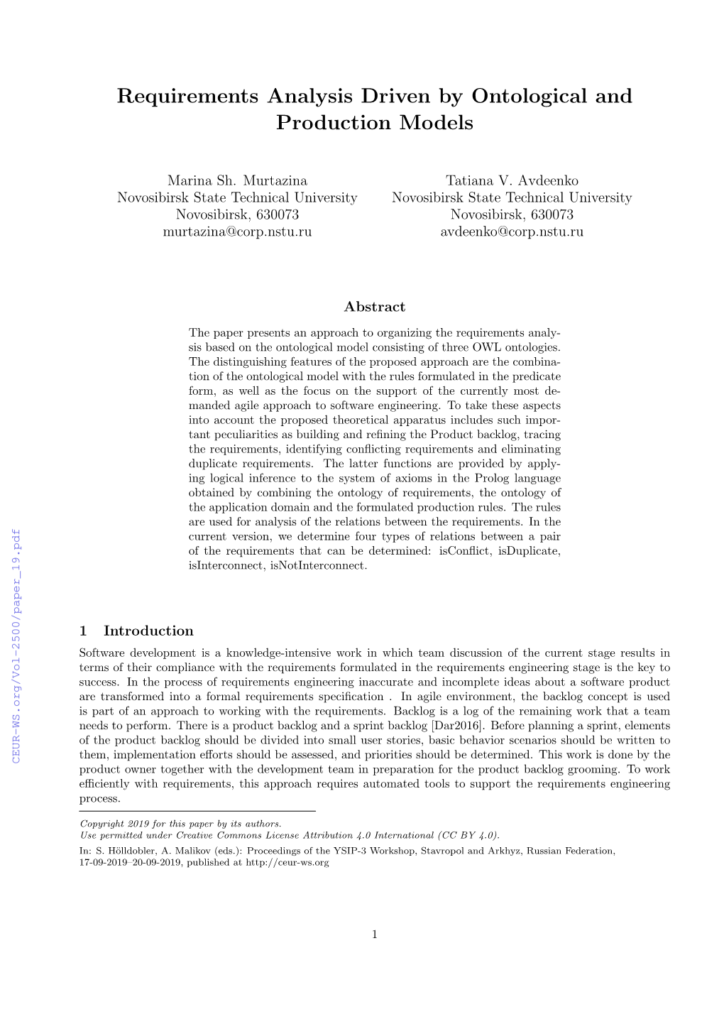 Requirements Analysis Driven by Ontological and Production Models