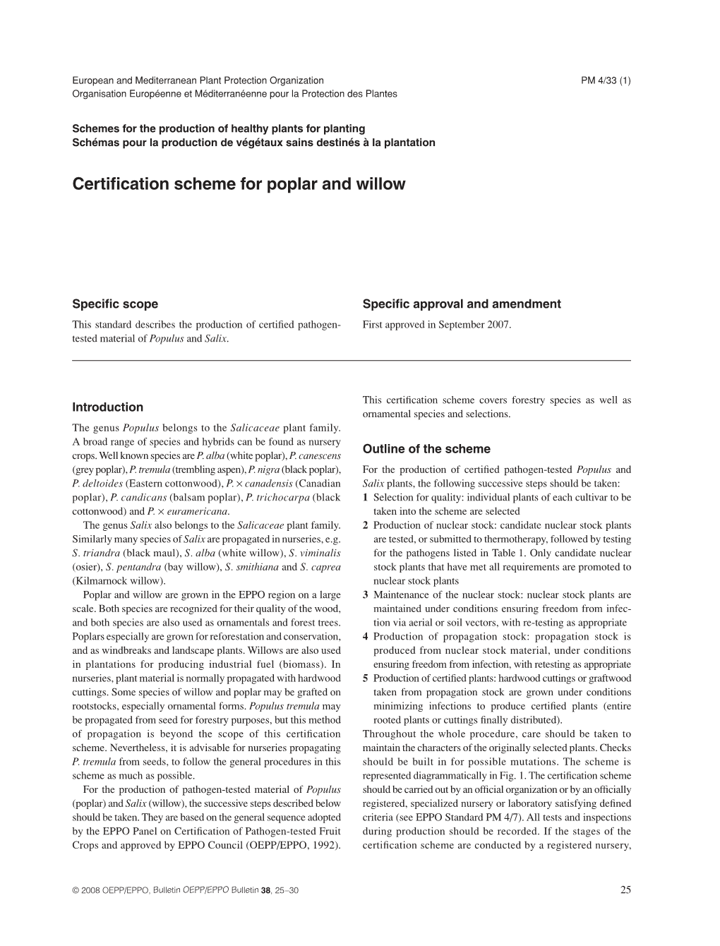 Certification Scheme for Poplar and Willow