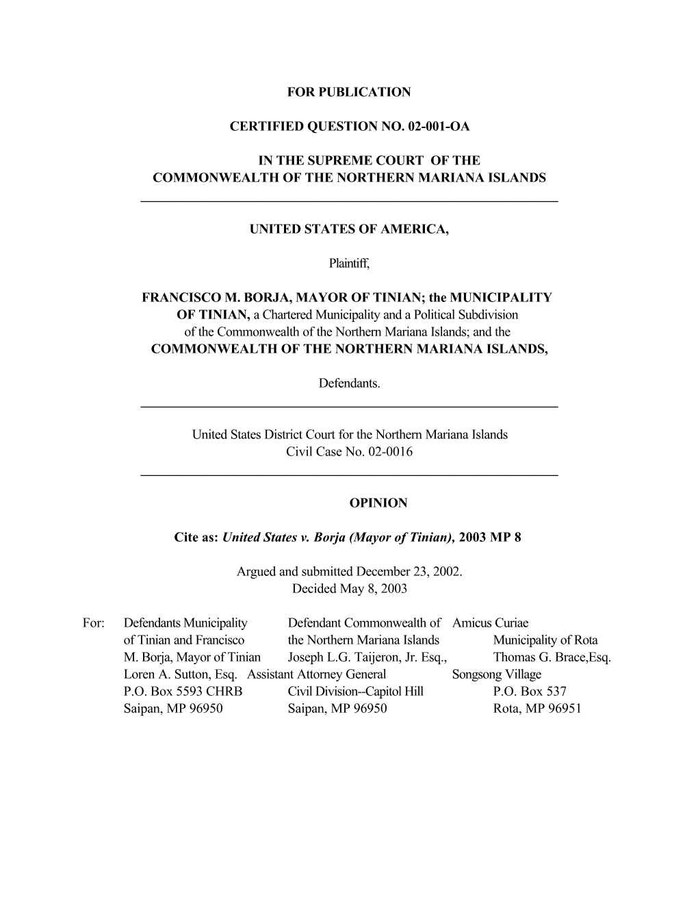 2003 MP 8 (United States V. Borja (Mayor of Tinian))