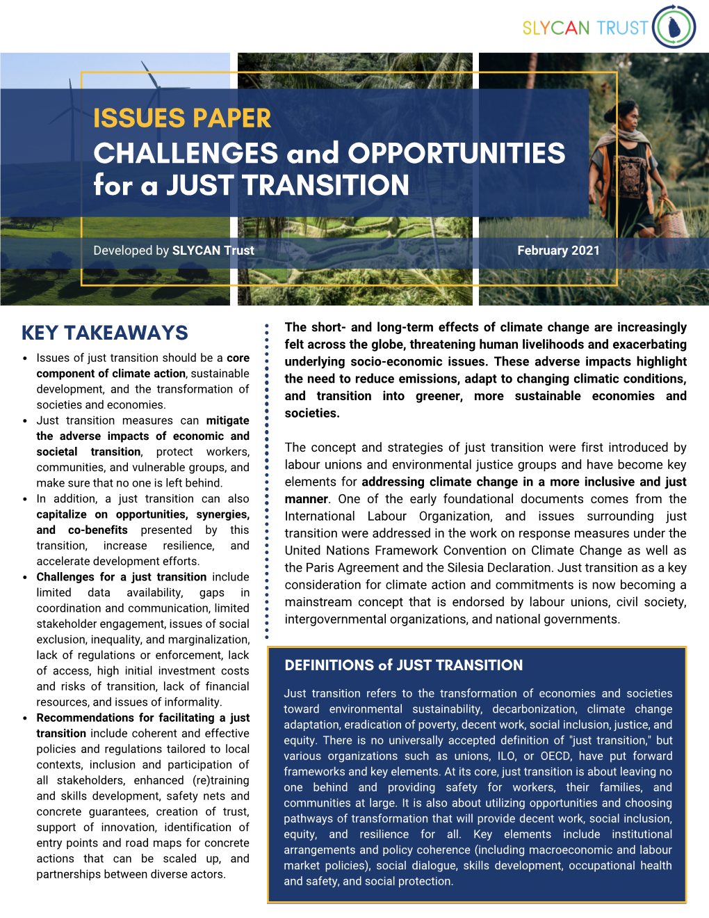 Issues Paper on Challenges and Opportunities for a Just Transition