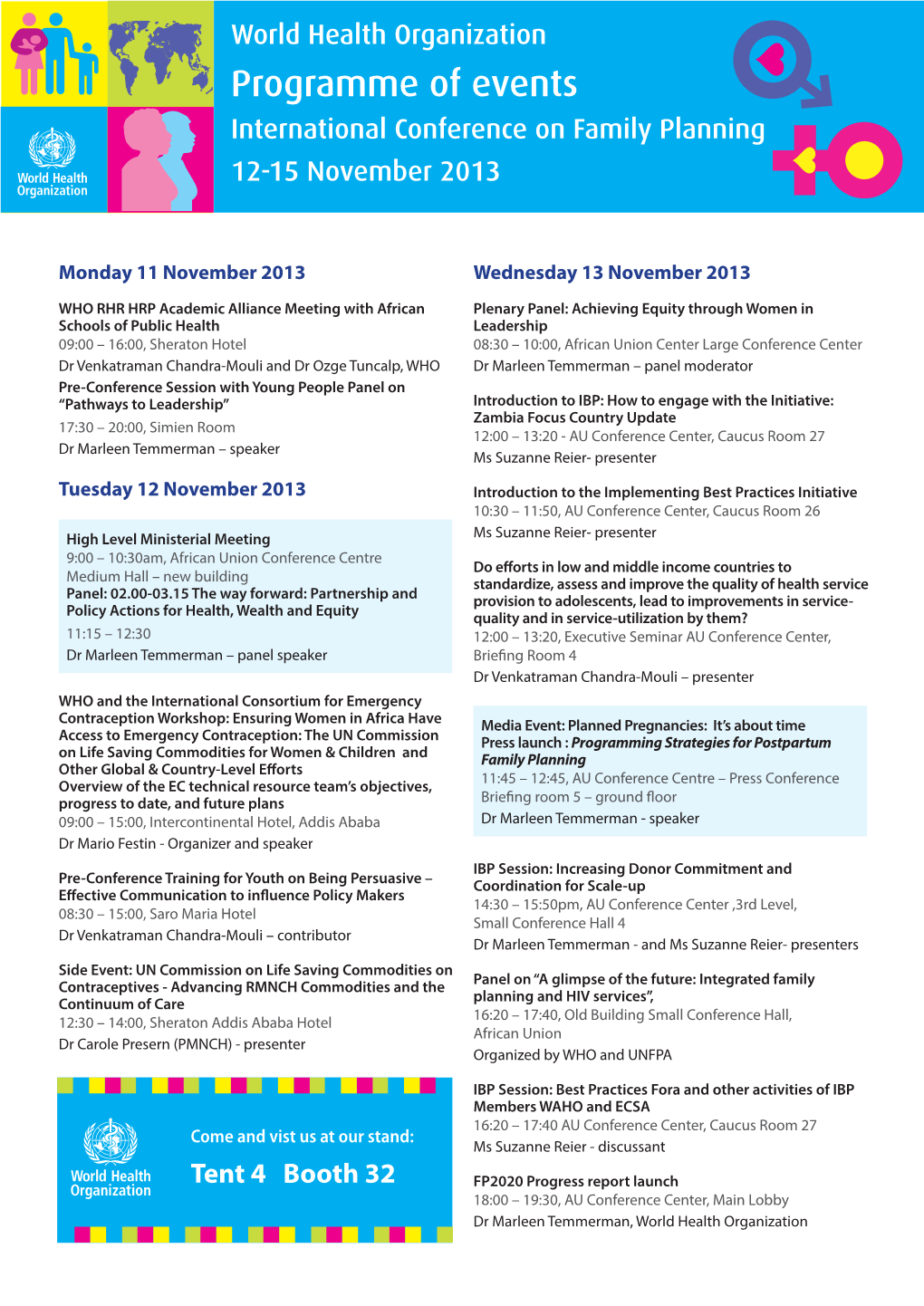 Programme of Events International Conference on Family Planning 12-15 November 2013