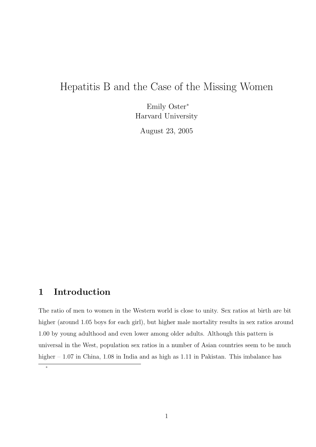 Hepatitis B and the Case of the Missing Women