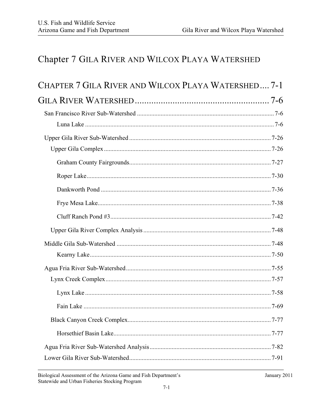 Chapter 7 GILA RIVER and WILCOX PLAYA WATERSHED