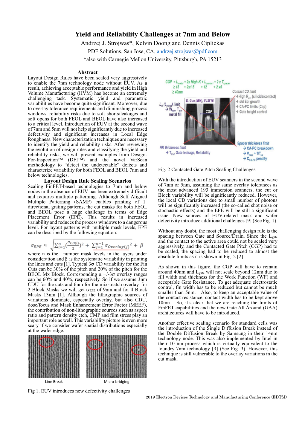 Yield and Reliability Challenges at 7Nm and Below Andrzej J