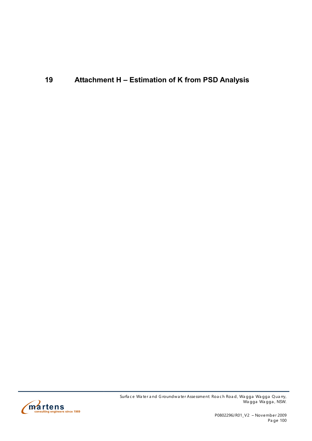 Martensconsulting Engineers Since 1989 P0802296JR01 V2 – November 2009 Page 100