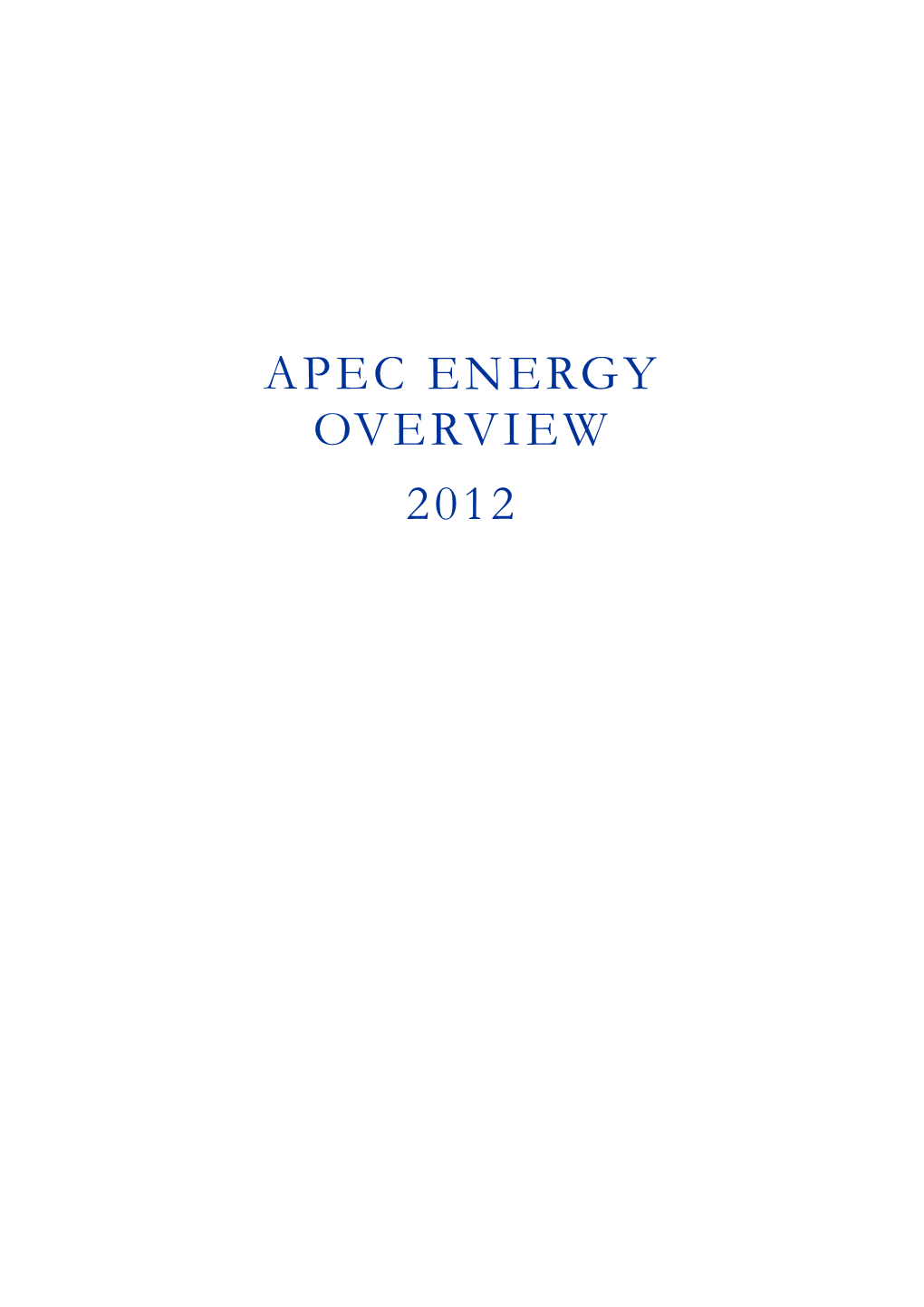 Apec Energy Overview 2012 Foreword