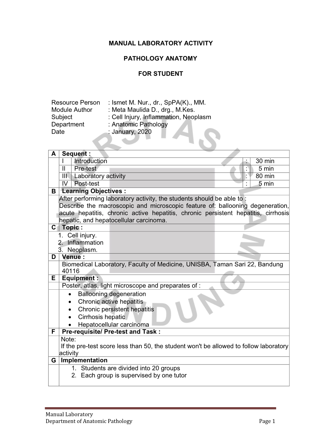 Manual Laboratory Activity Pathology Anatomy For