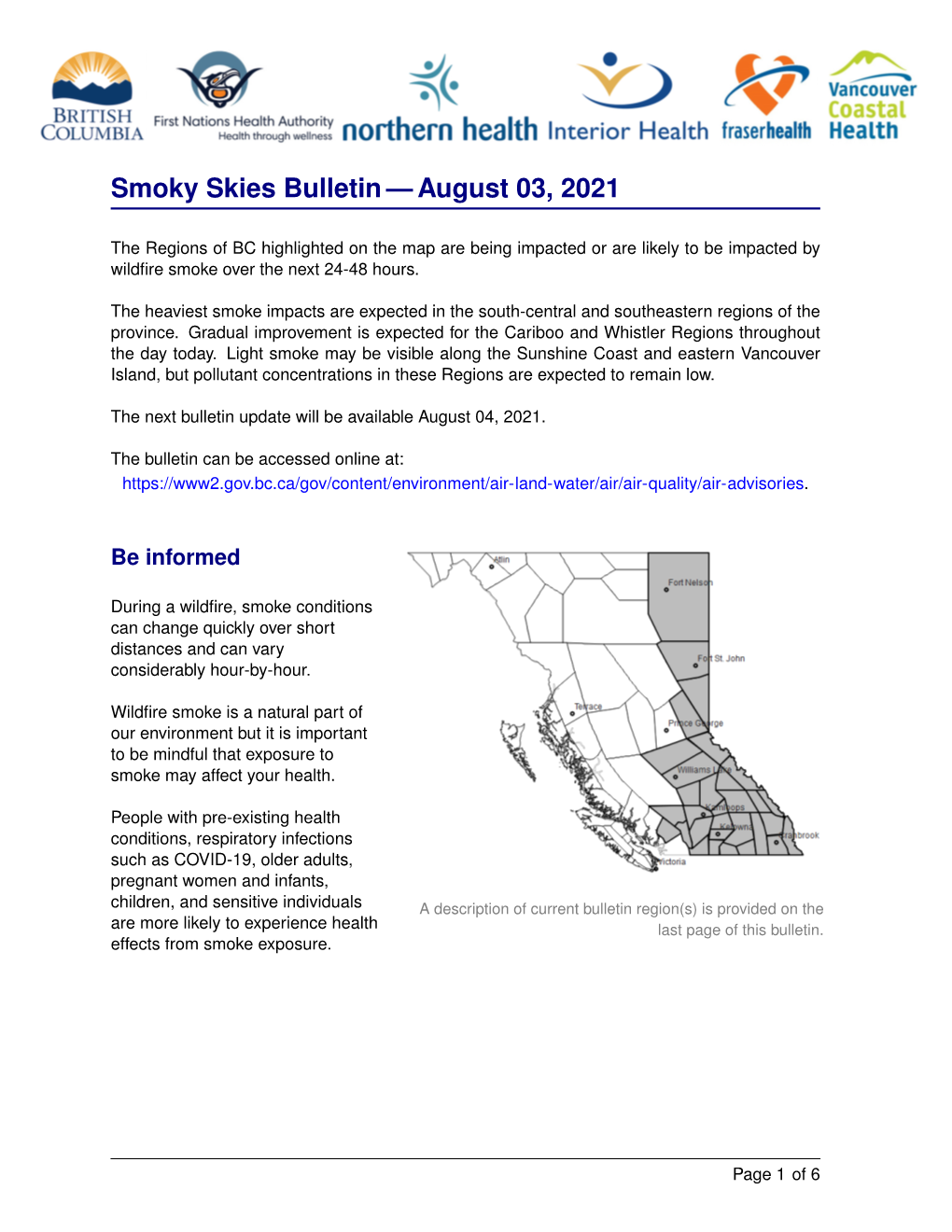 Smoky Skies Bulletin — August 03, 2021