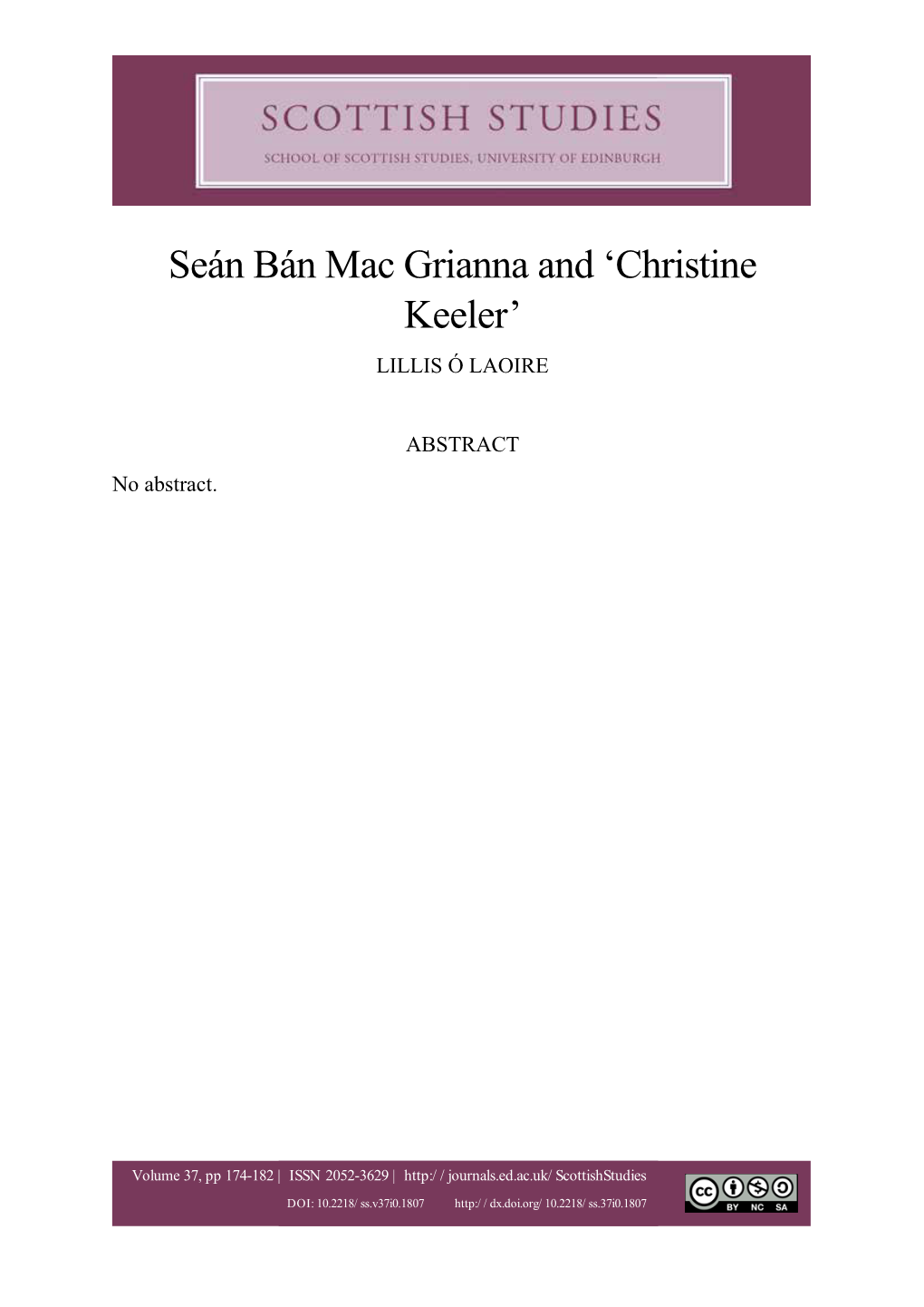 Seán Bán Mac Grianna and 'Christine Keeler'