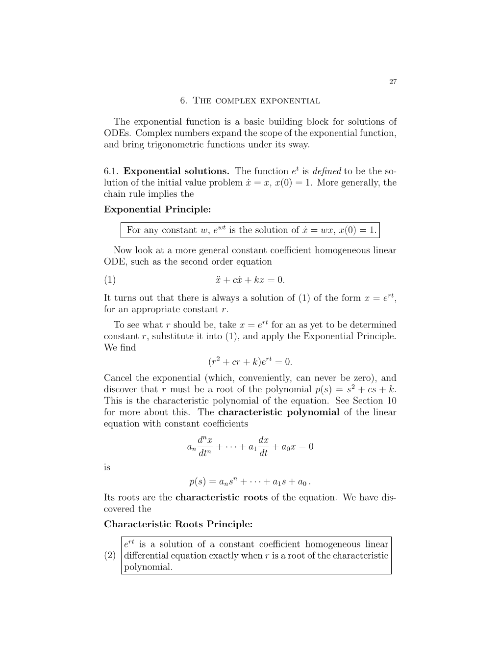18.03 Differential Equations, Supplementary Notes Ch. 6