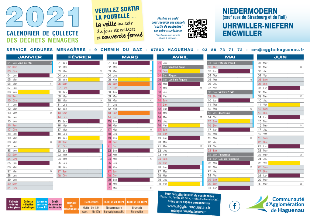 Calendrier 2021 OM Niedermodern Uhrwiller Niefern Engwiller